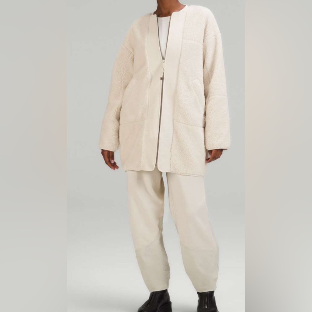 NWOT Lululemon Collarless Textured Fleece Full Zip White Opal